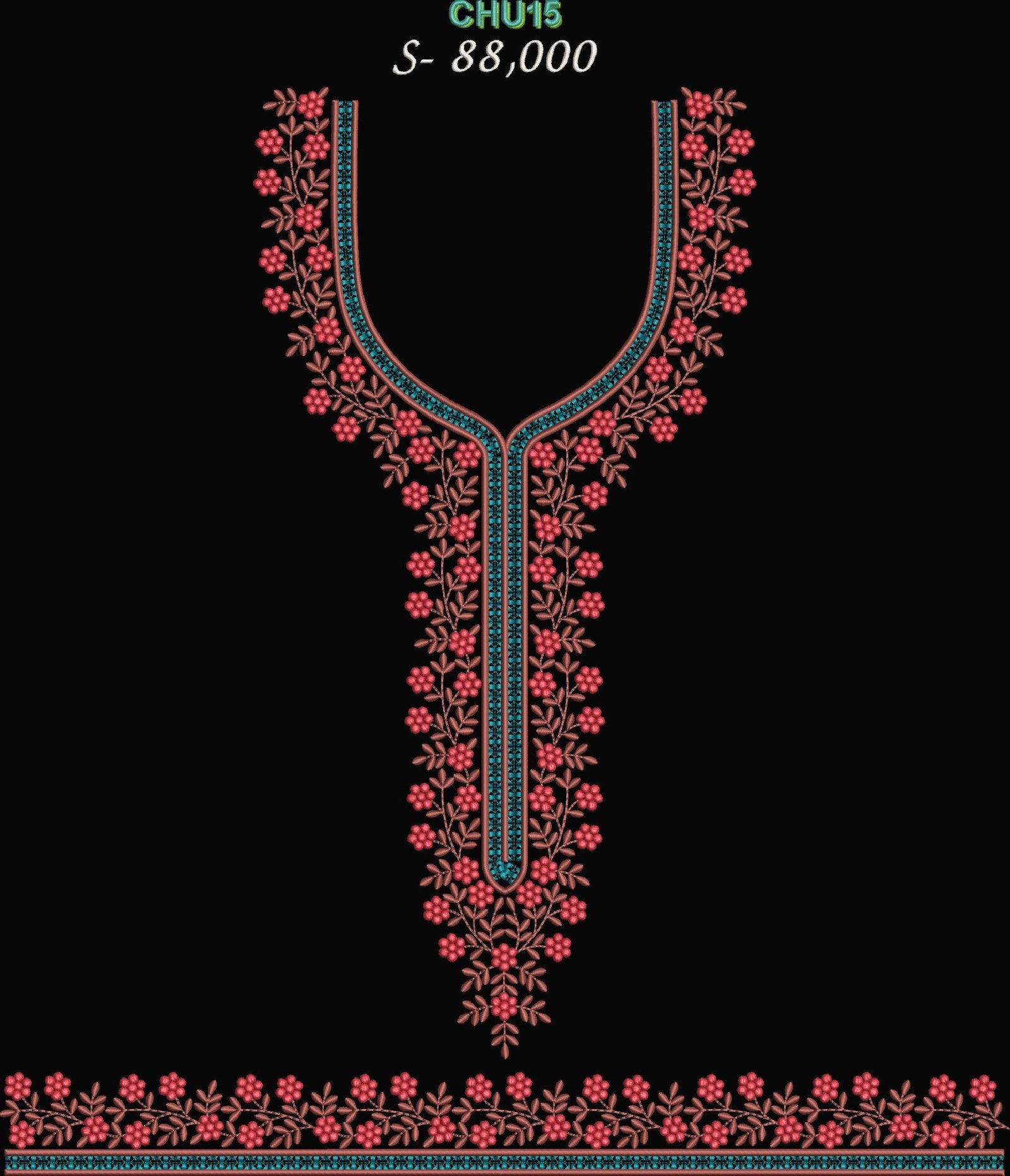 U Neck Embroidery Chudi 101