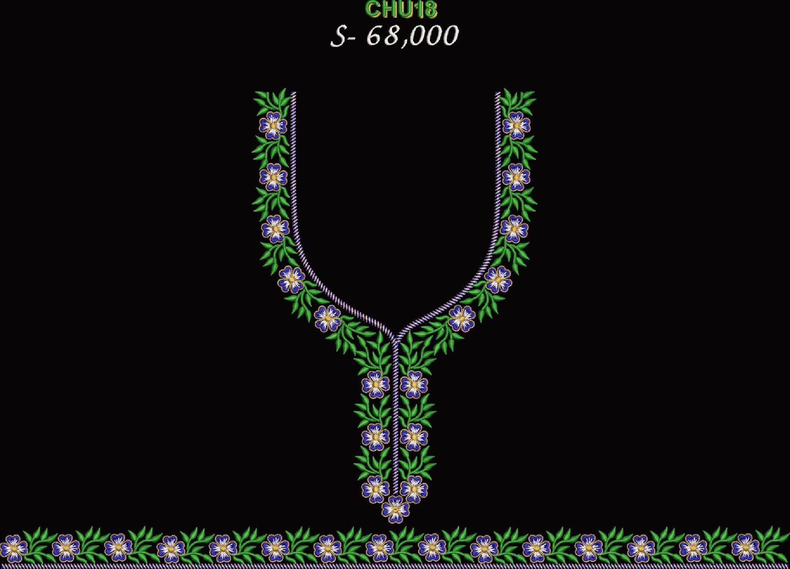 U Neck Embroidery Chudi 104