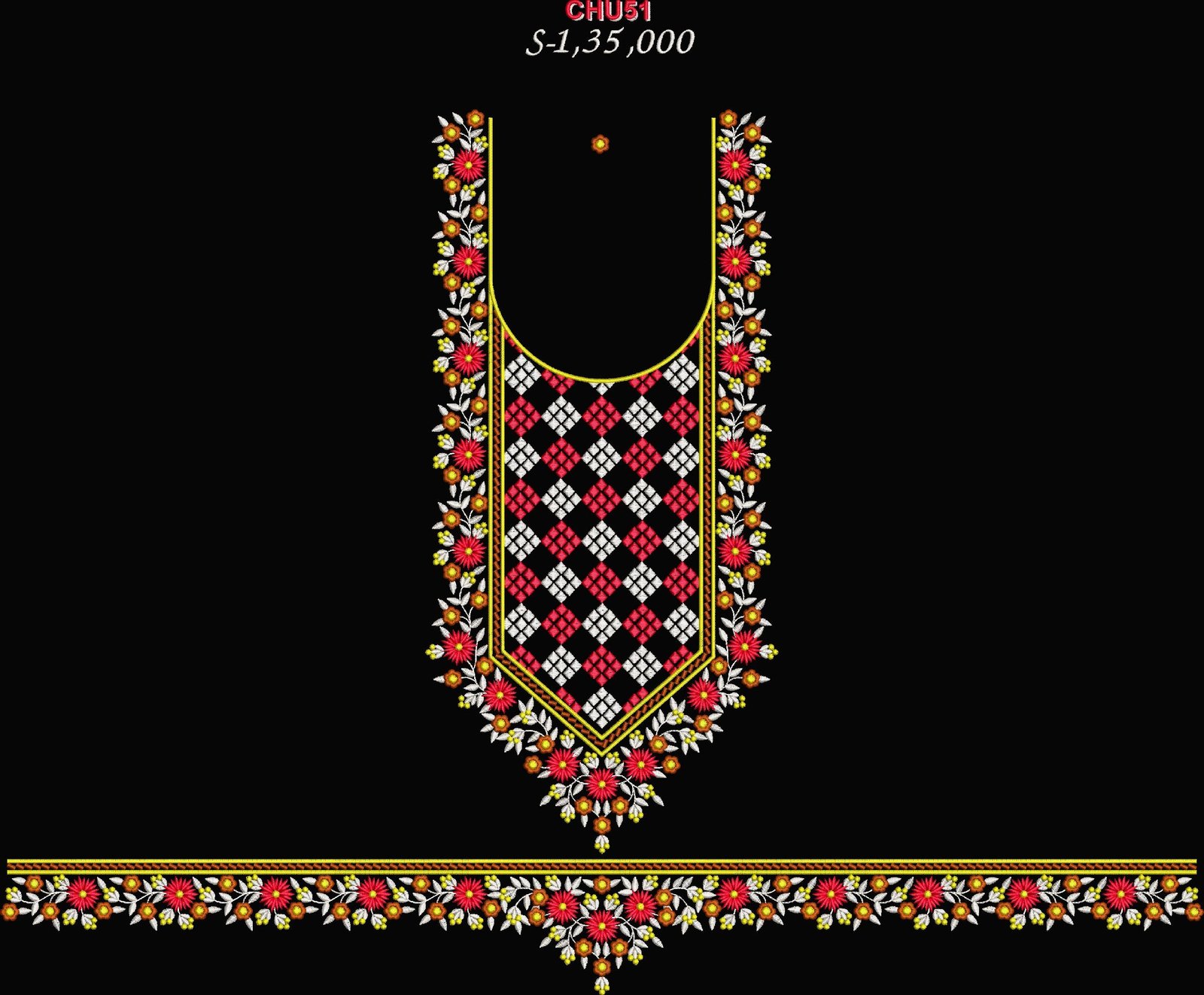 U Neck Embroidery Chudi 138